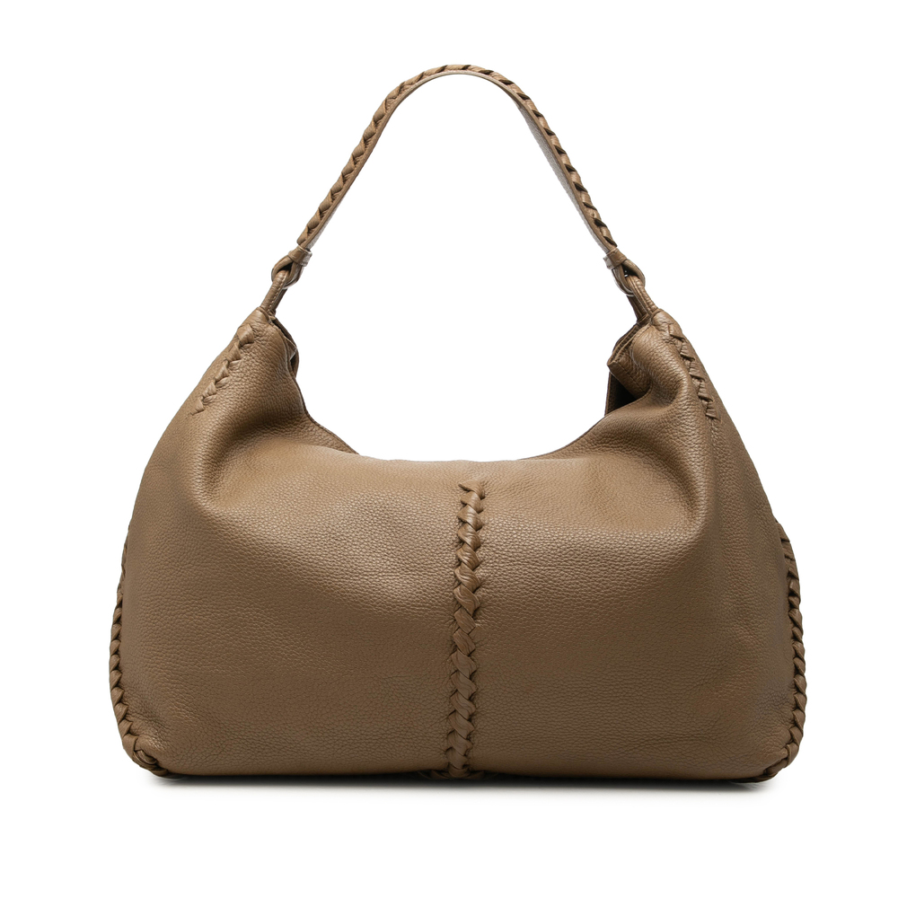 Pre-Loved Bottega Veneta Large Intrecciato Trimmed Washed Cervo Deerskin Hobo